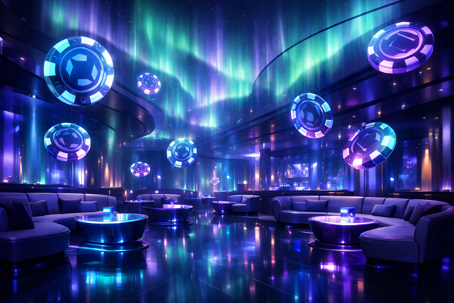 Neon Lounge mit virtuellem Spielspaß